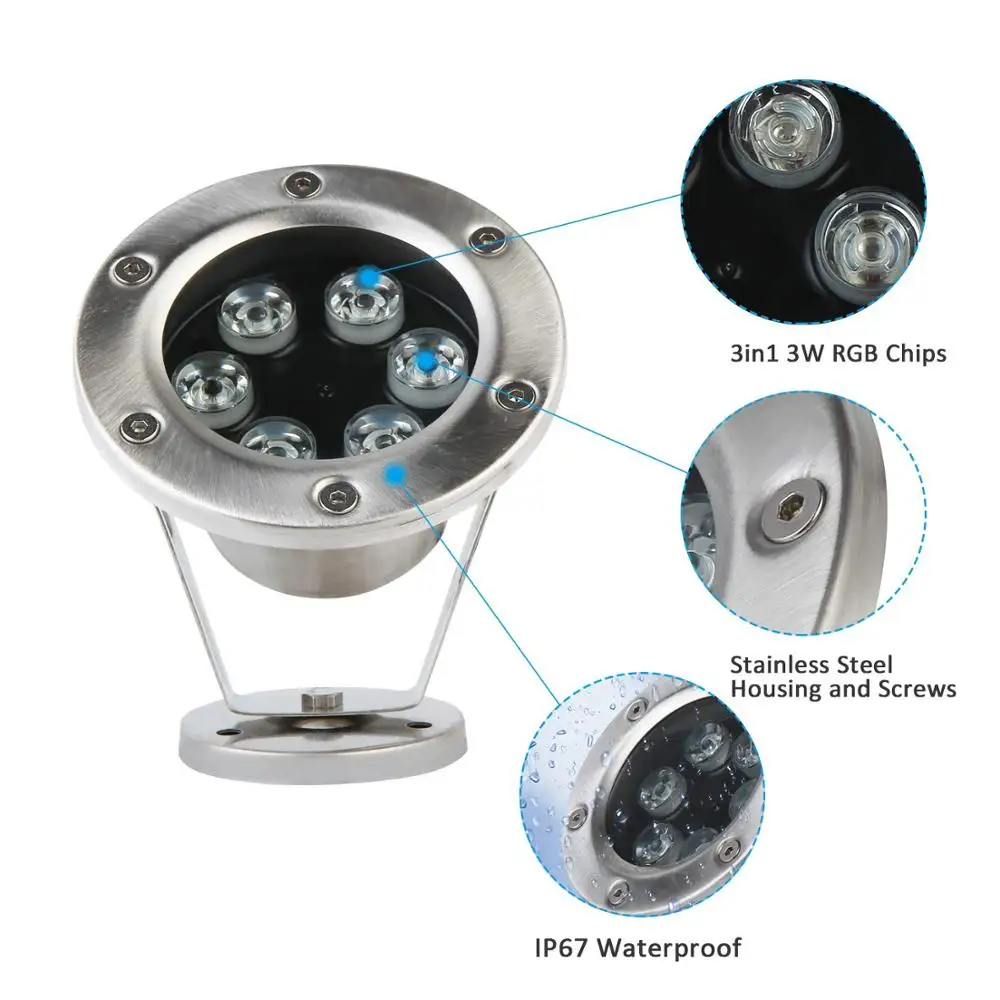  12V 24V водонепроницаемый IP68 плавательного Бассеина фонтан цветная (RGB) светодиодная подводная лампа из нержавеющей стали 304 316 пульт дистанционного управления светодиойдный Шарообразная