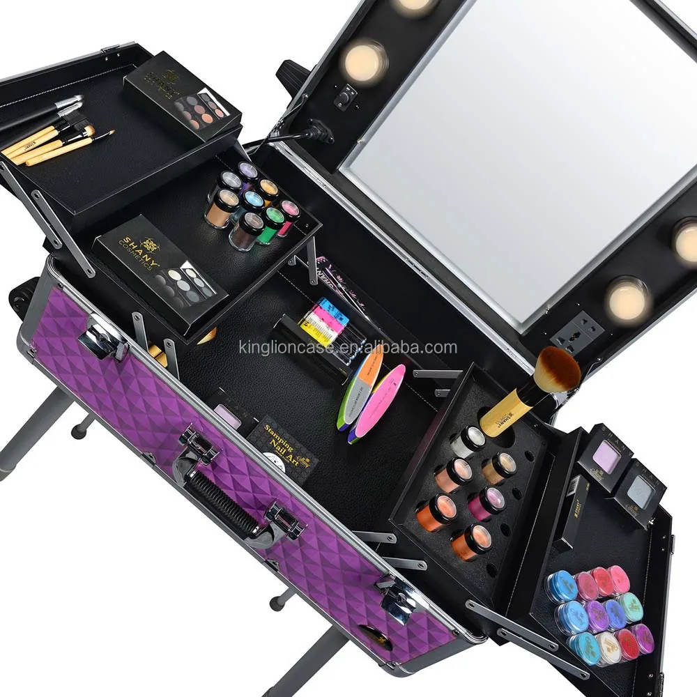 Studio To Go Makeup Case with Light - Pro Makeup Station - Purple