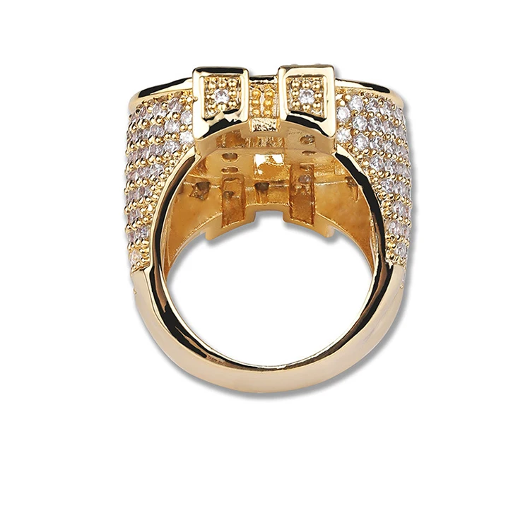 
New Arrival Iced Out Dollar Sign CZ Micro Pave Mens Gold Silver Ring 