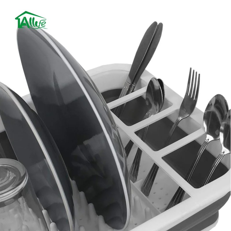 Allife folding plastic drying rack set folding drying rack collapsible plastic dish drainer