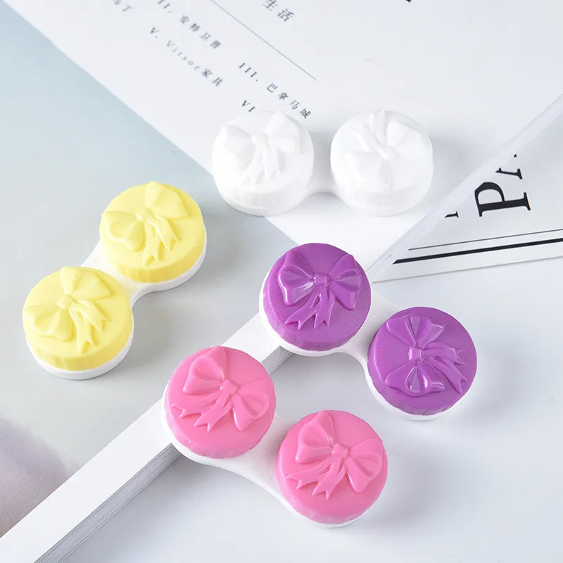 Bowknot cheap contact lenses mate box simple lens case colorful  wholesale