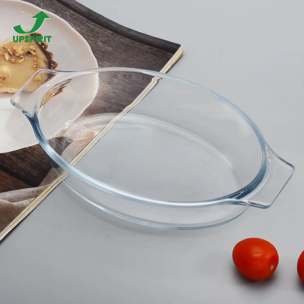 Oval High Borosilicate Glass Bakeware Dish Easy Grab Glass Baking Tray