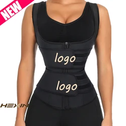 Wholesale Custom Logo Double Belt Enhance Training Neoprene Body Shape Corset Zipper Women Waist Trainer Corsets