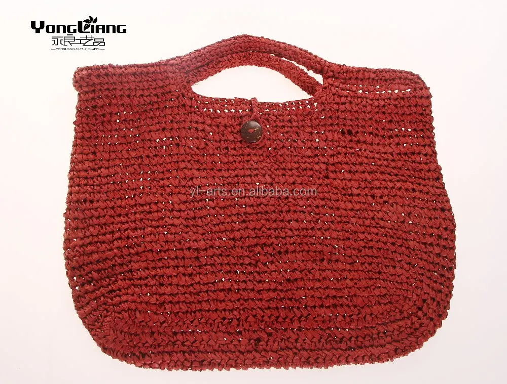 cheap handmade crochet paper straw tote bag/handbag