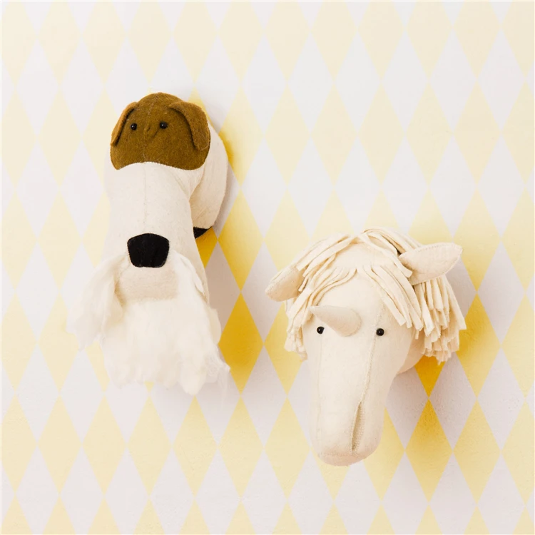 
2020 Hot Sale Handmade Felt Art Animal Head Wall Hangings For Home Decor 