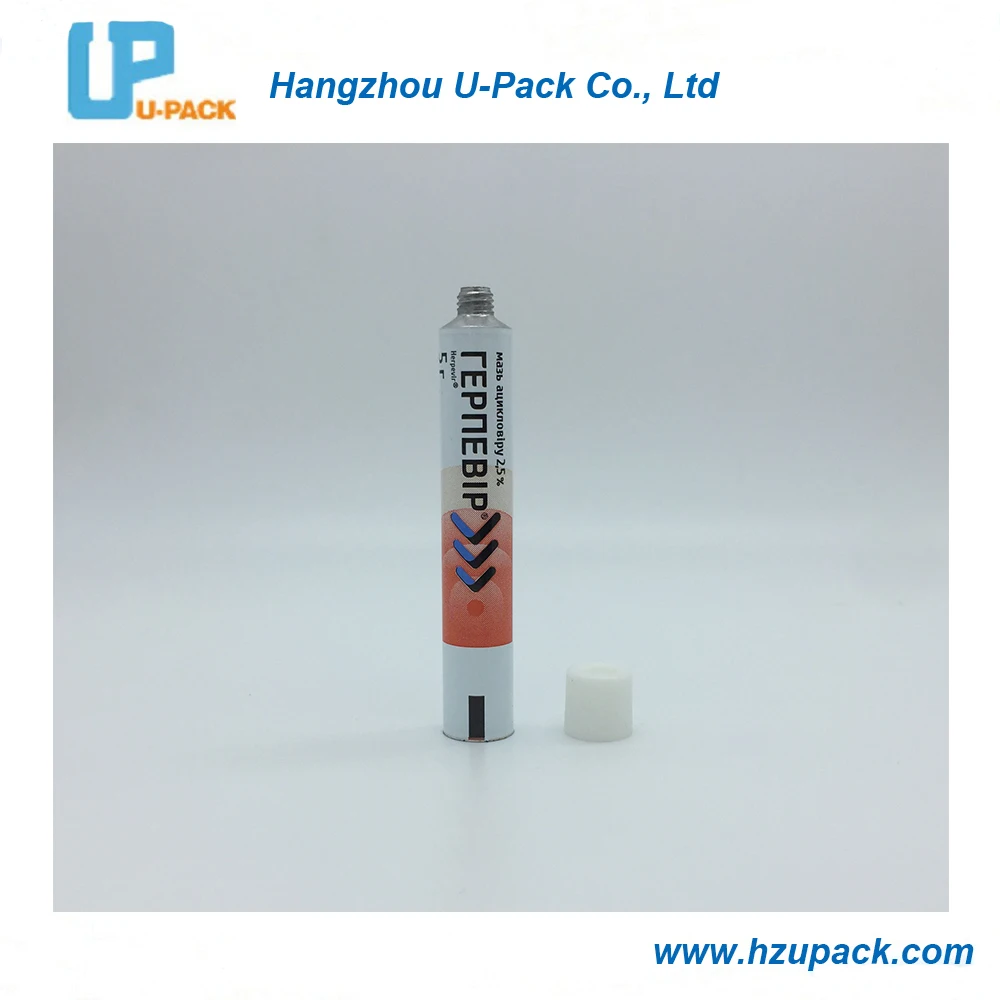 Ribbed Screw Cap Aluminum Collapsible Tube for vitiligo cream  Medicinal Packaging tube