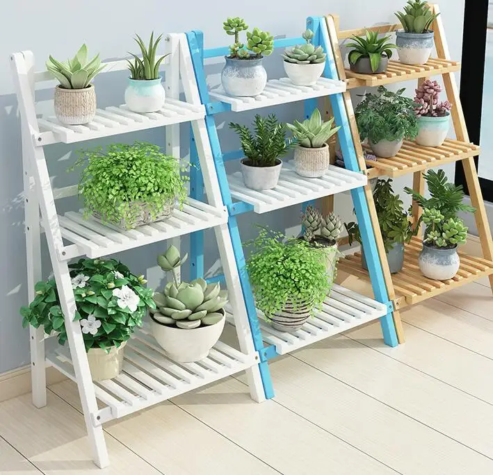 
2 tier wooden corner standing plant display stand shelf 