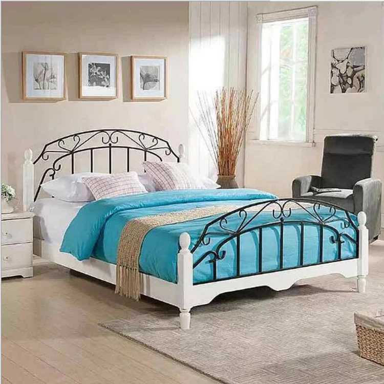 Европейский дизайн последние металлические кованые двуспальная кровать железная дизайн