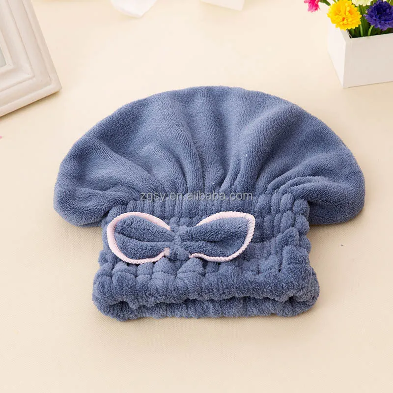 
high quality hair drying hat microfiber shower head wrap towel 