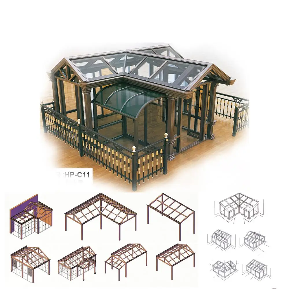 
sunroom aluminum frame curve glass garden sunroom 
