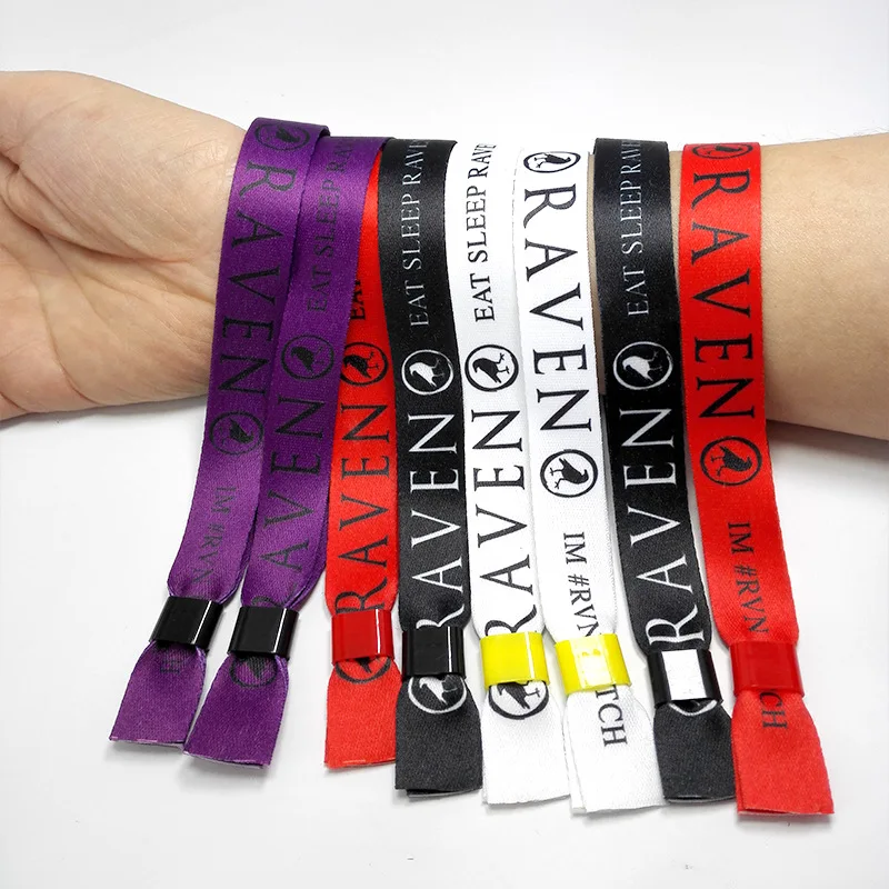 Customizable LOGO text graphics woven fabric holiday wrist band