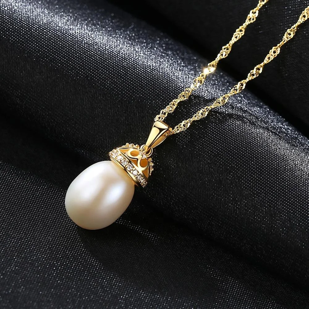 CZCITY New Arrival Wholesale Gold Chain Girl Silver Unique Rice Pearl Fresh Water Pearl Necklace Trendy