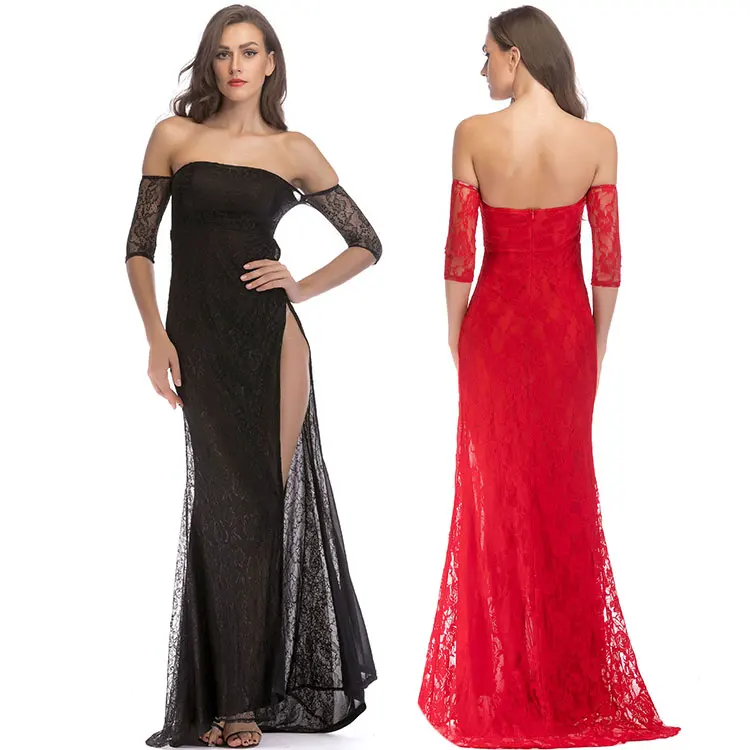 
Latest design wholesale new ladies party wear off shoulder women sexy formal maxi lace long beautiful evening gown dress 