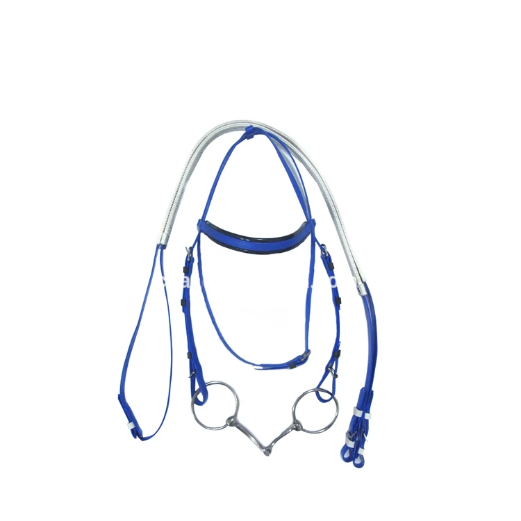PVC Race Horse Bridle & Rubber Grip Reins with Horse Bits