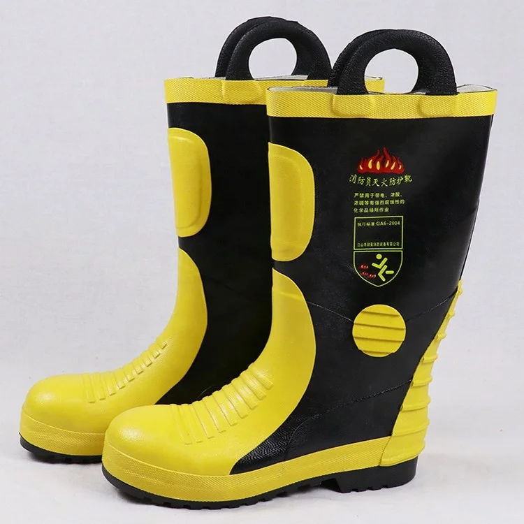 EN20345 Fire Resistant Rubber Yellow Color Fireman Shoes