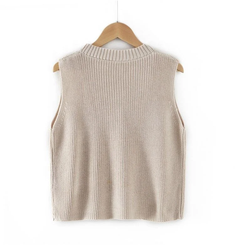 Factory New Design Fashion Kids V-Neck Sleeveless Cotton Sweater
