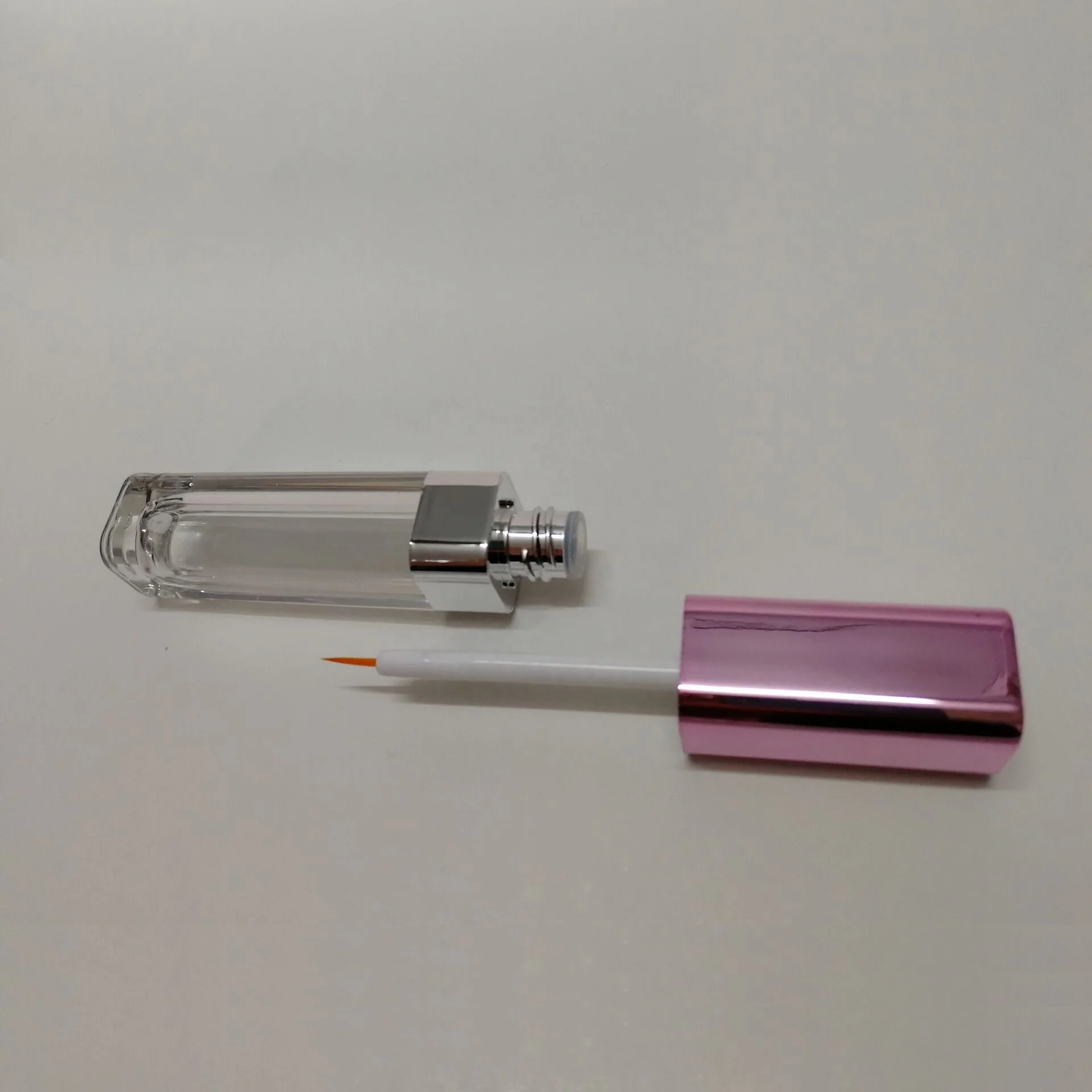 
5ml pink square clear plastic cosmetic eyelash growth serum tube packaging container 