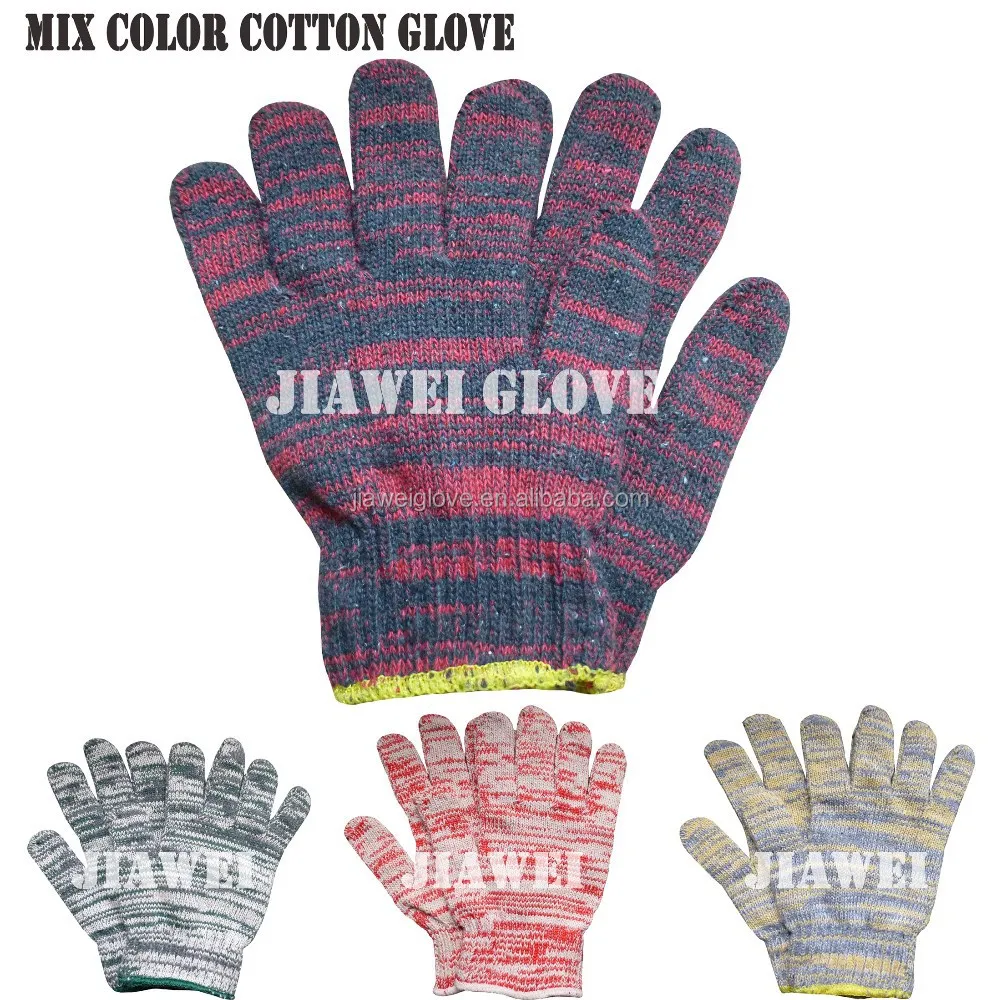 Black Poly Cotton Gloves Knitted Poly Cotton Gloves Black Hand Gloves/Guantes De Algodon 062