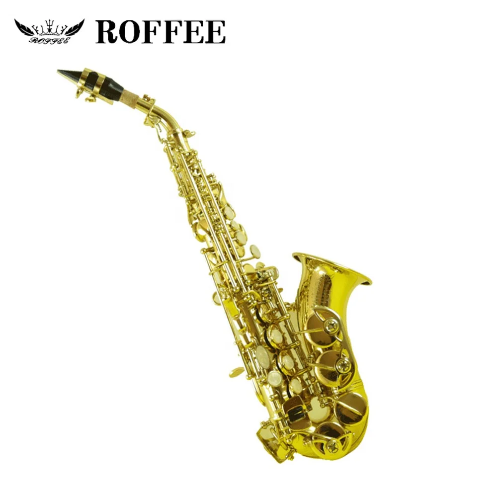 
ROFFEE C3 Professional Performance Level Children Small Bend Soprano Brass Bb Tone Saxophone 