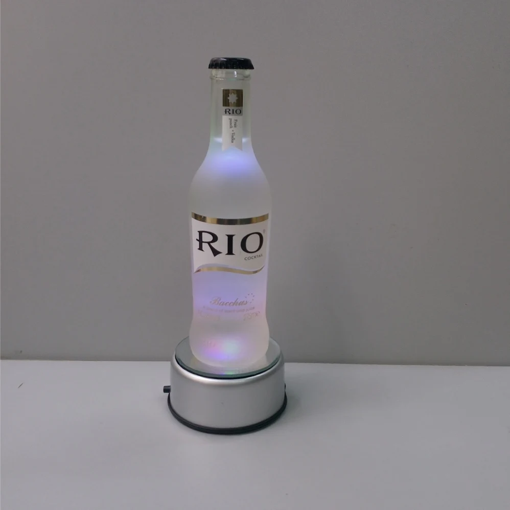 Silver plastic round rotating mirror base led light bottle glorifier
