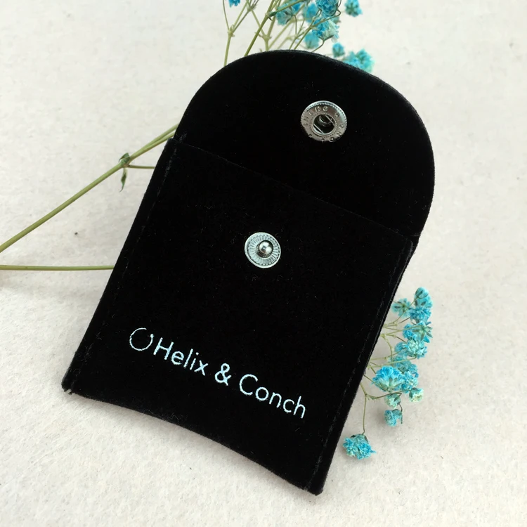 Черный маленький бархатный мешочек для ювелирных изделий с индивидуальным логотипом