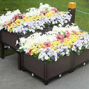 Suntour Plastic Foldable Planter Box for Flowers Composting Garden Bed Plant Box Outdoor
