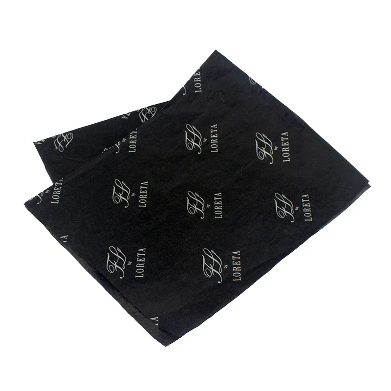 Packaging Tissue Paper Custom Logo Silver Printing Distinctive Black Wrapping Tissue Paper For Clothing Packaging