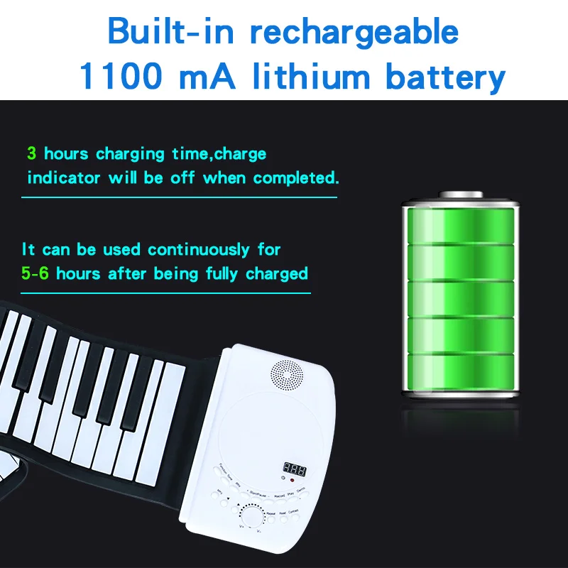 
Volume adjustable and LED digital display OEM & ODM design 61 keys Electronic Digital Flexible rollup piano 