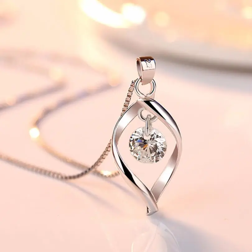 
New Women Design 925 Silver CZ Pendant Necklace 