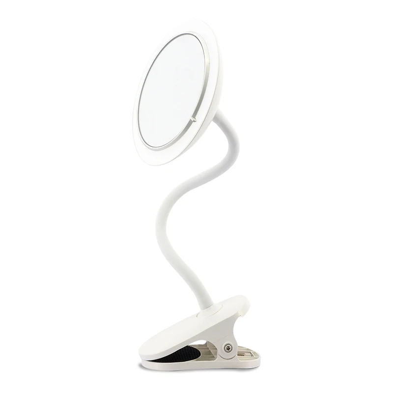 Dimmable Flexible Neck Plastic Makeup Mirror Clip On Dressing Table, Computer Tables And Headboard