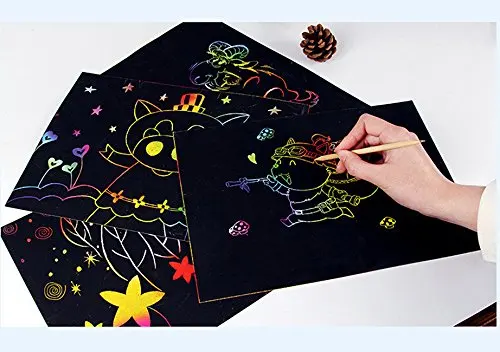 
Scratch Art Rainbow Notebooks, Scratch It Off Paper Activity Set for Kids, Scratchboard Arts & Crafts Kits Scratch Art Notebooks 