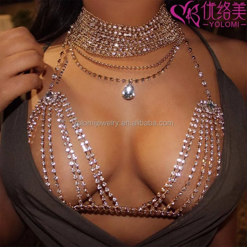 
Bra Harness Body Chain Wholesale Bikini Gypsy Top Harness Triangle Bra Body Chest Chain Necklace Jewelry  (60645343143)