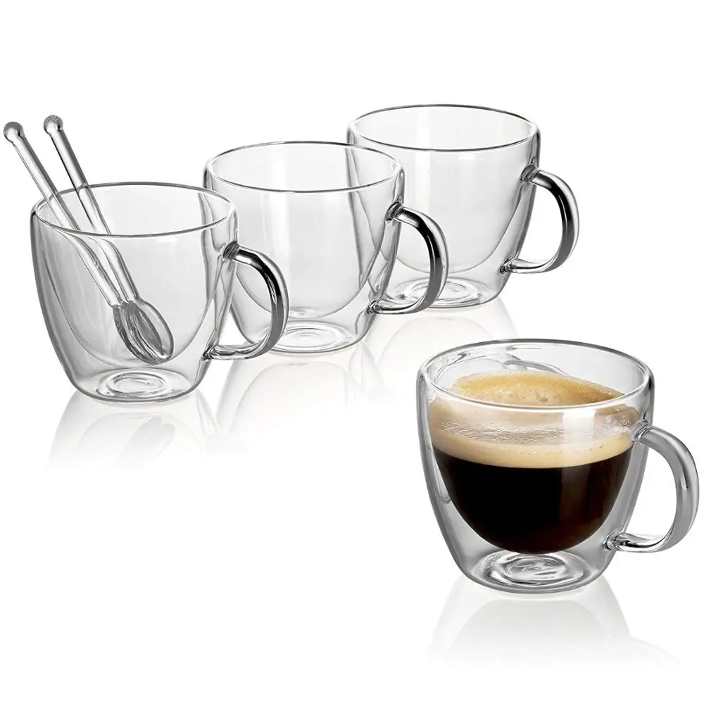 hot sale heat insulated double wall espresso glass coffee cup set
