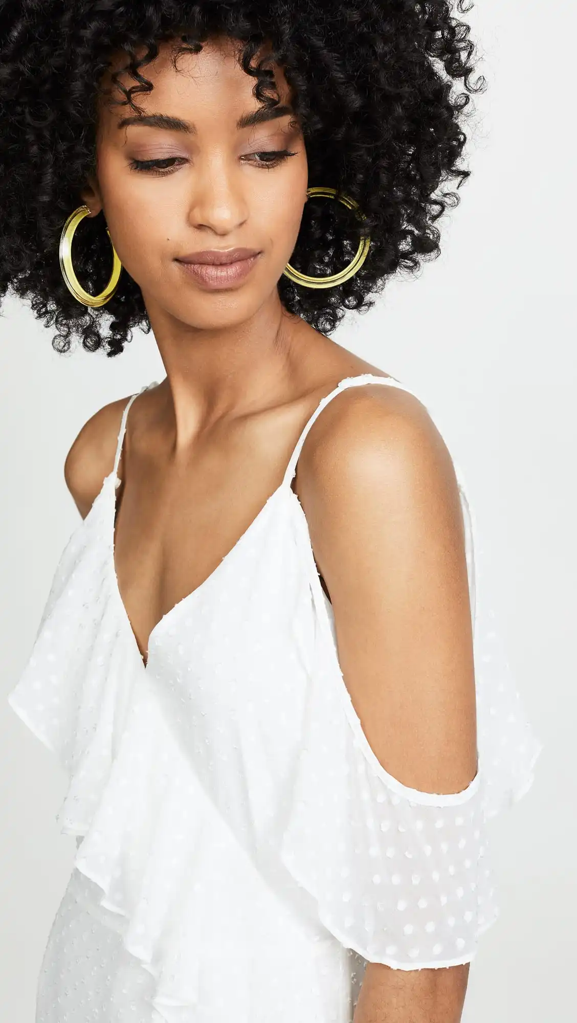 KY Ruffle trim Draped flutter sleeves Polka dot print Maxi V neck Adjustable dress summer dresses women elegant dresses 2023