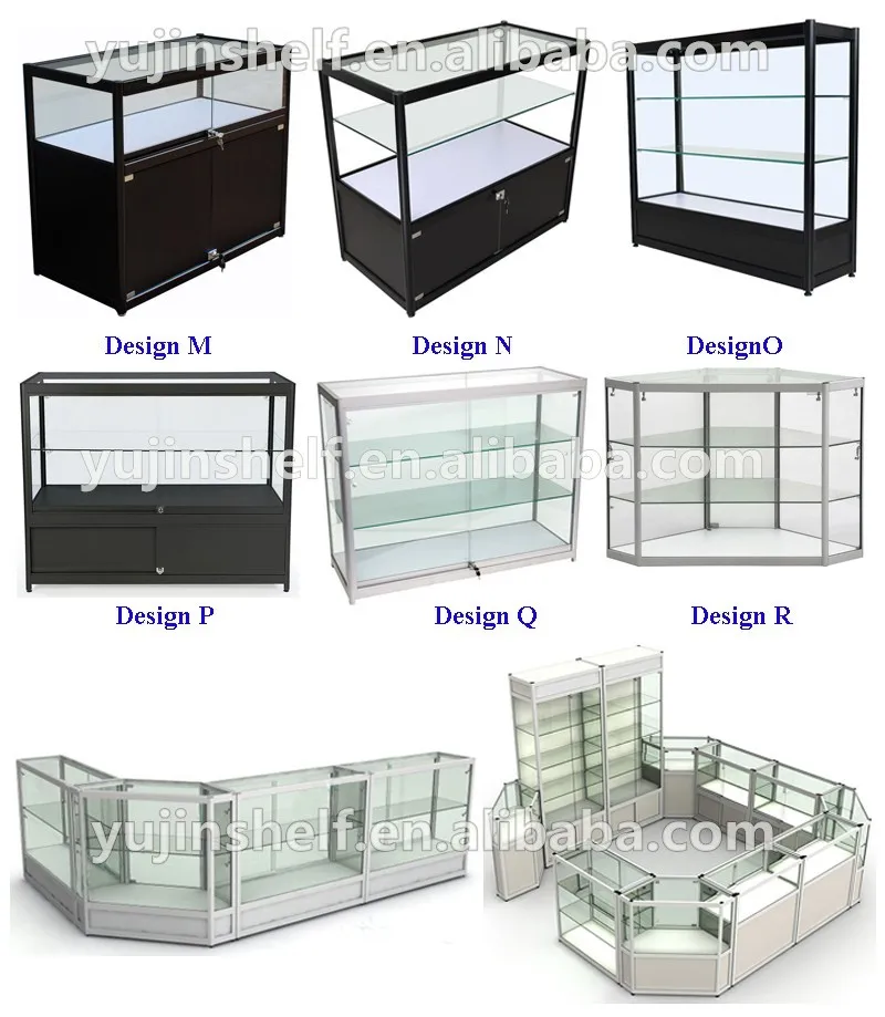 Hot shop counter design glass showcase  or display counter  for phone jewelry watch  eyeglass store