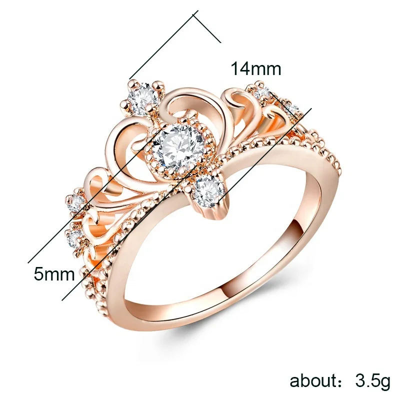 Caoshi 18K Rose Gold Plated Crown Design Ring For Women Crown Shape Ring Jewelry