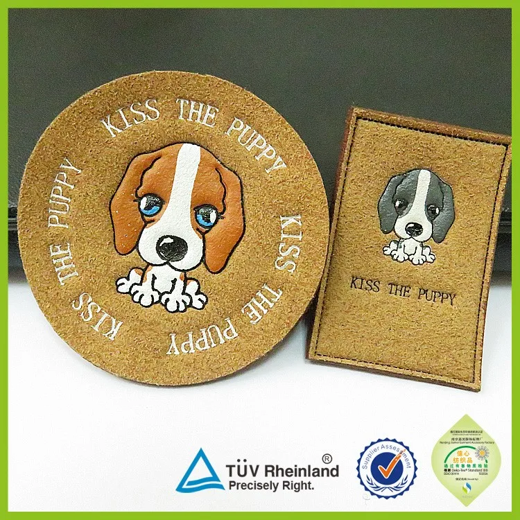 Custom made emboss/deboss pu patches 2015 jeans leather label logo