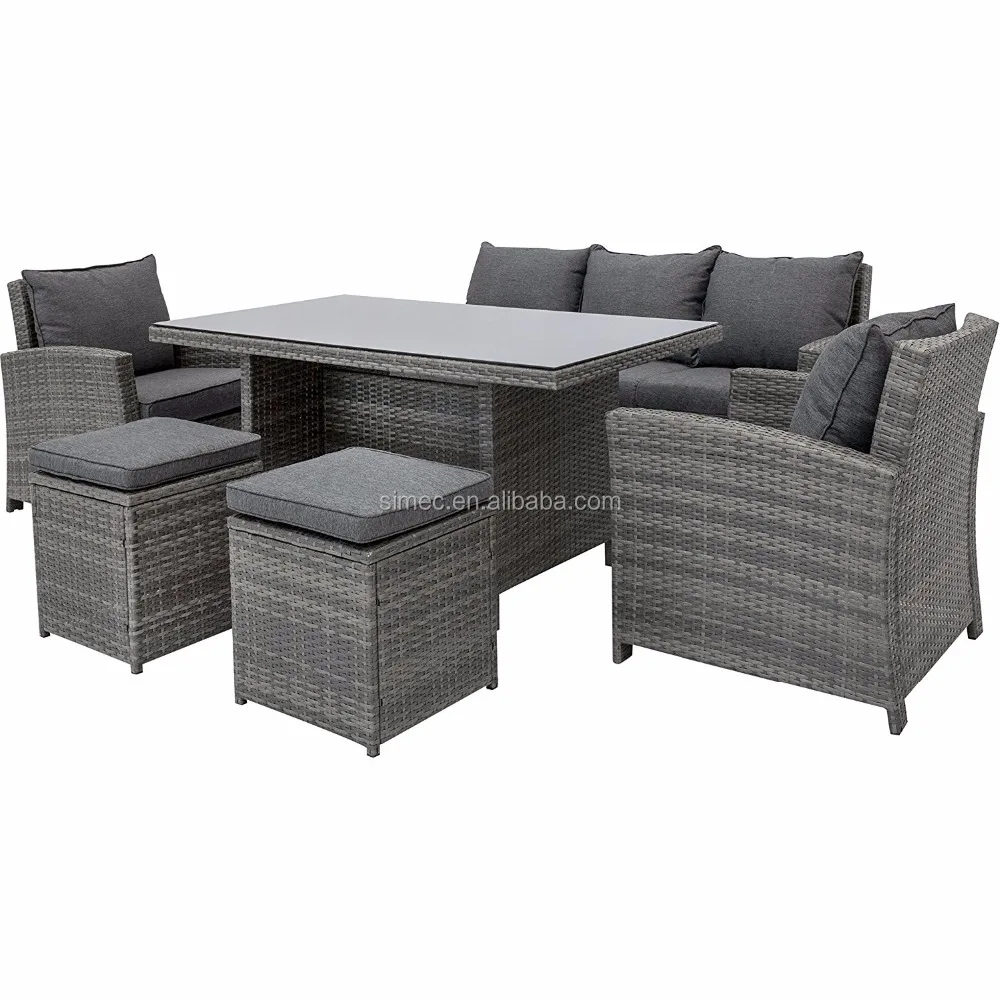 
custom make whole sale outdoor corner sofa set with casual dining table 