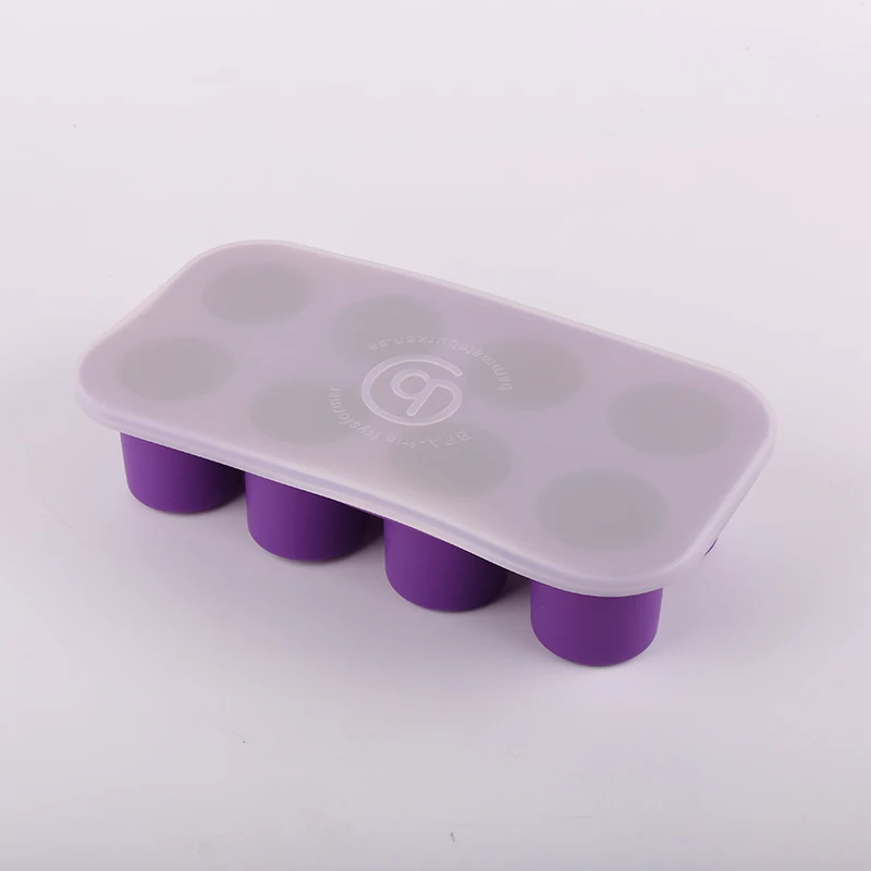 
BPA free customized brand logo 8 cavites silicone food storage box tray for baby 