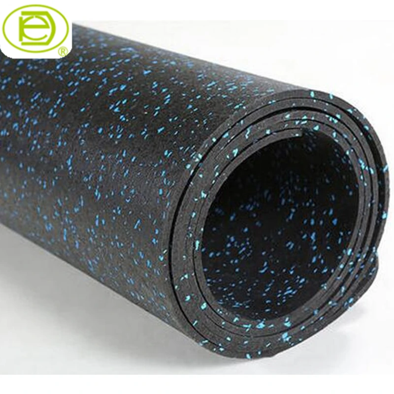 Black with blue spots rubber flooring roll with SBR and EPDM material