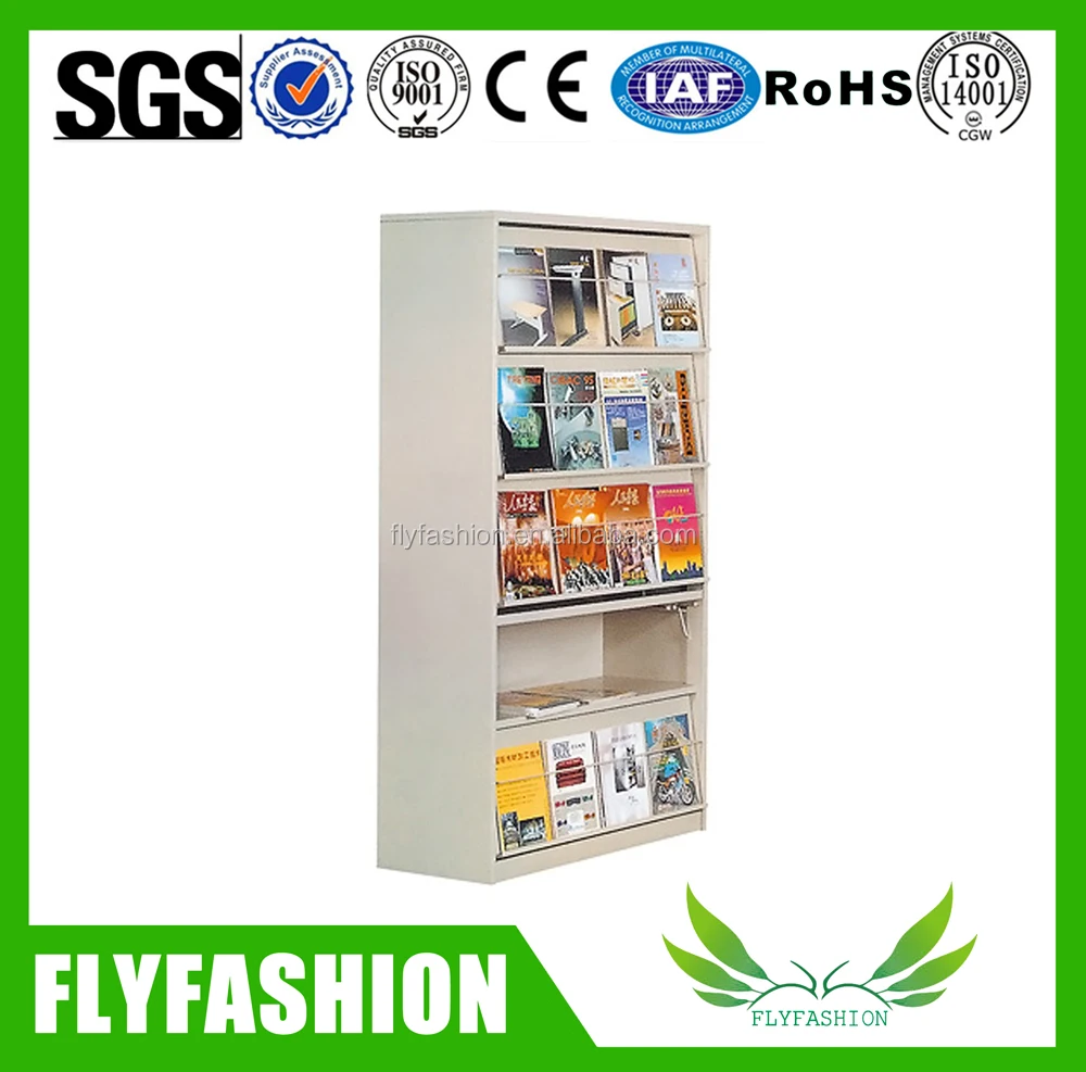 
floor standing metal newspaper rack/library rack design/wooden library bookshelf 
