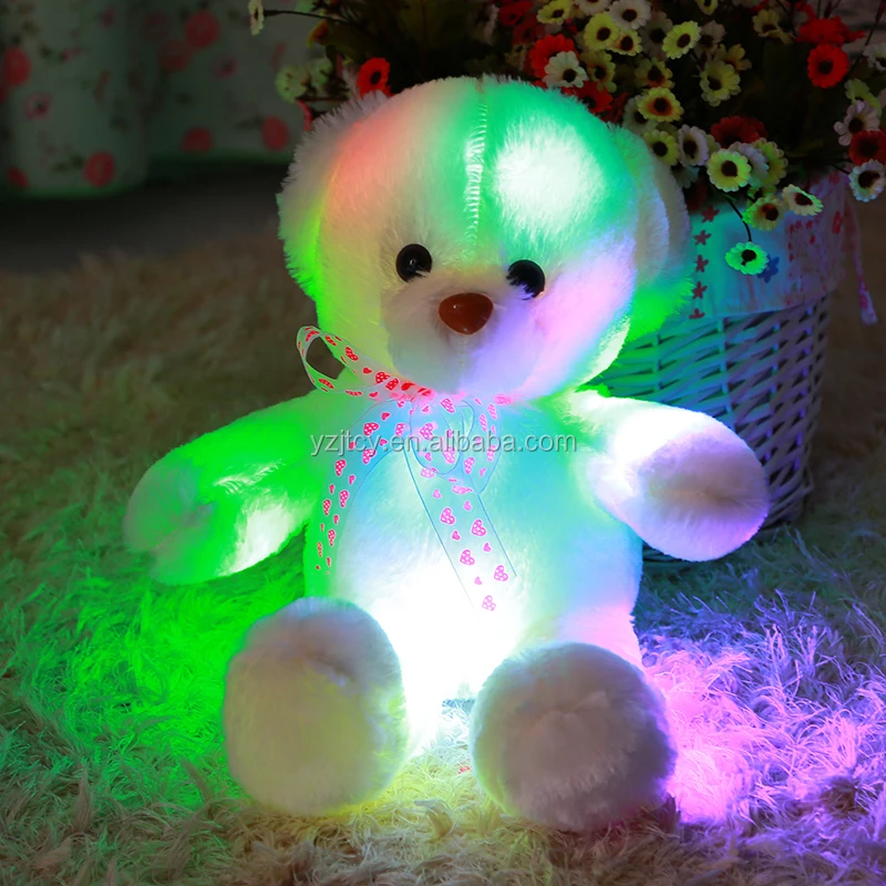 Wholesale Light Up 30cm Teddy Bear Stuffed Plush Shining LED Light Up Lighting electronic Soft Toys