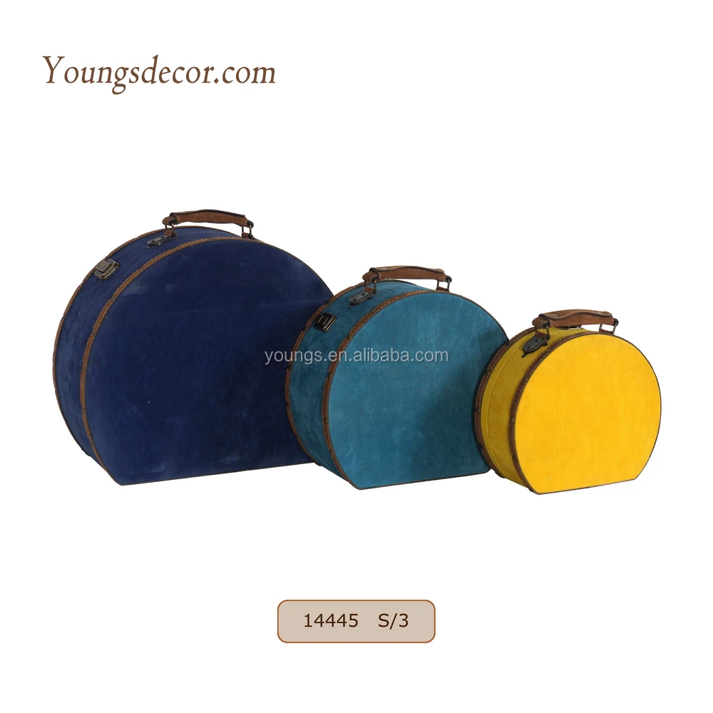
Antique colorful suede leather wrapped mdf wooden gift box with handle 