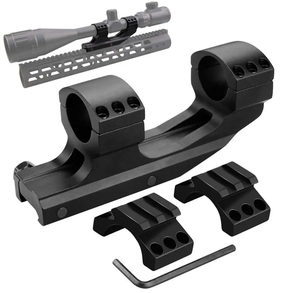 
1 Inch Cantilever Scope Mount, Dual Scope Rings Interchangeable Scope Ring Caps with 2 Slots Picatinny Rail for AR 15 Rifles Fit 