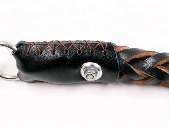 Pet Dog Traction Rope Eight-strand Cowhide Spring Belt Outdoor Anti-scourization Guide Leather Dog Collar And Leash