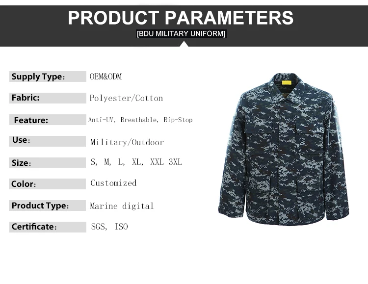 
Military Uniform Wholesale BDU Army Uniform Marine Digital Uniformes Army Combat 