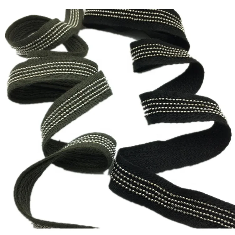 Bead chain mesh cloth embroidery Copper iron chain with ribbons webbing Lace embroidery