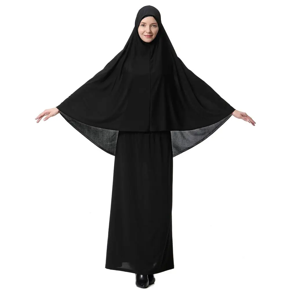 Two piece set  Khimar and skirt hijab Abaya fashion islamic jilbab prayer hijab Muslim long Dress Jellaba