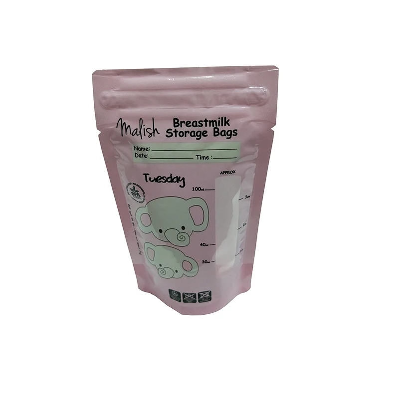Custom printed BPA FREE 100ml / 120ml / 150ml / 180ml / 200ml breast milk doypack zip lock breastmilk storage bags