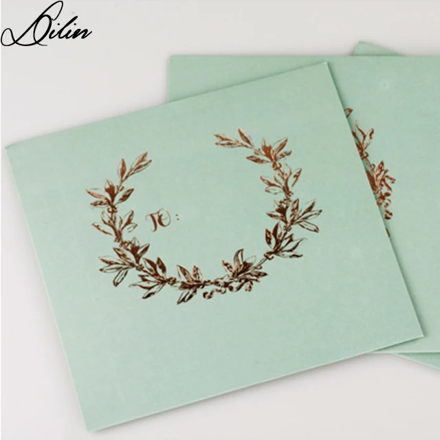 15.5X15.5cm Customized made gold stamping color paper square envelopes for business greeting card
